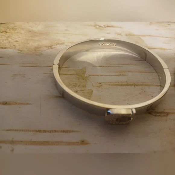 NWT Lot Of 2 Coach Silver Bracelets C Rhinestone Open Bangle & Charm - Picture 3 of 5